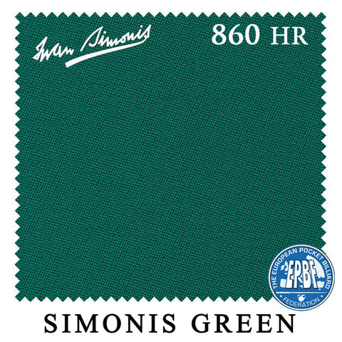 10 ft Simonis 860HR Simonis Green™ Pool Table Cloth with 6 Pre-Cut Rails