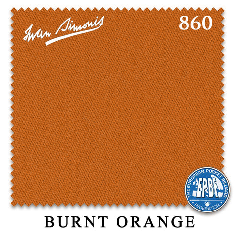 8 ft Simonis 860 Burnt Orange Pool Table Cloth with 6 Pre-Cut Rails