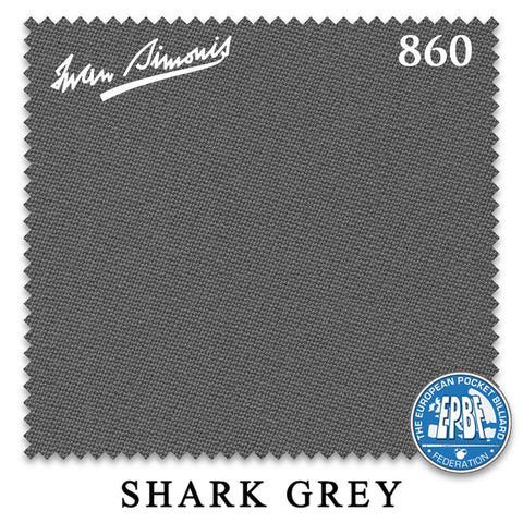12 ft Simonis 860 Shark Grey Pool Table Cloth with 6 Pre-Cut Rails