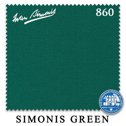 10 ft Simonis 860 Simonis Green™ Pool Table Cloth with 6 Pre-Cut Rails