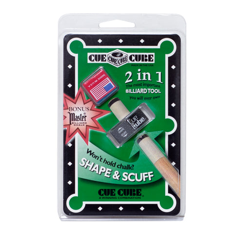 Cue Cube Tip Tool 2 in 1 Silver and Master Chalk Combo
