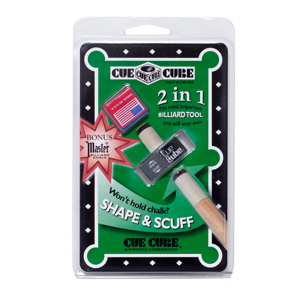 Cue Cube Tip Tool 2 in 1 Silver and Master Chalk Combo