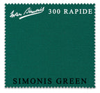 12 ft Simonis 300 Rapide Simonis Green™ Carom Billiard Cloth with 4 Pre-Cut Rails