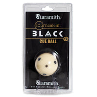Aramith Tournament Black Pool Cue Ball 2 1/4" 6 Black Dots in a blister