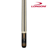 Longoni Flames Leather Stripes Pool Cue w/Luna Nera Shaft