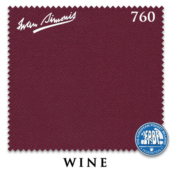 12 ft Simonis 760 Wine Pool Table Cloth with 6 Pre-Cut Rails