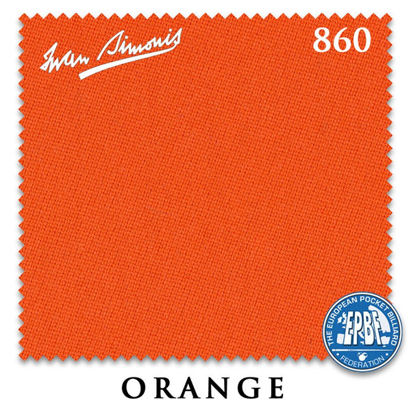 10 ft Simonis 860 Orange Pool Table Cloth with 6 Pre-Cut Rails