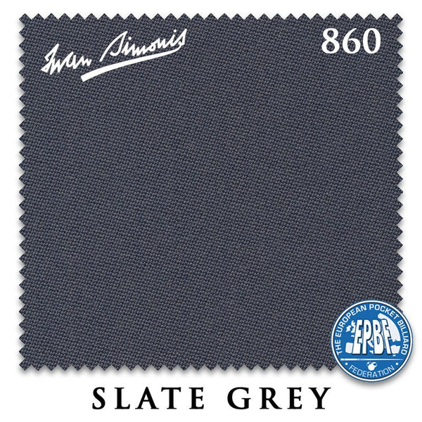 10 ft Simonis 860 Slate Grey Pool Table Cloth with 6 Pre-Cut Rails