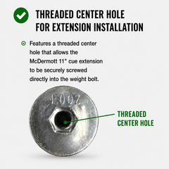 McDermott 1/2" Weight Bolt for McDermott 11" Cue Extension, Precision Machined, Threaded Center Hole