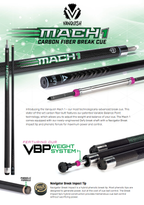 McDermott Vanquish Mach 1 Carbon Fiber Break Pool Cue Leather Wrap  FREE Hard Case