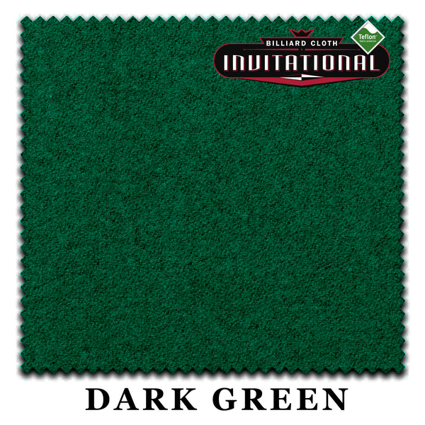 10 ft Championship Invitational Teflon® Dark Green Pool Table Cloth with 6 Pre-Cut Rails