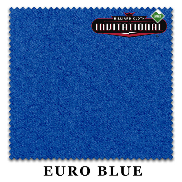 8 ft Championship Invitational Teflon® Euro Blue Pool Table Cloth with 6 Pre-Cut Rails