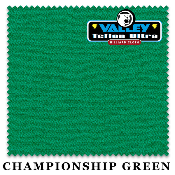 8 ft Oversized Championship Valley Teflon® Ultra Backed Championship Green Pool Table Cloth with 6 Pre-Cut Rails