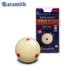 Super Aramith Pro-Cup Pool Cue Ball 2 1/4" 6 Red Dots in a blister