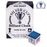 Silver Cup Billiard Chalk Electric Blue 12 pcs